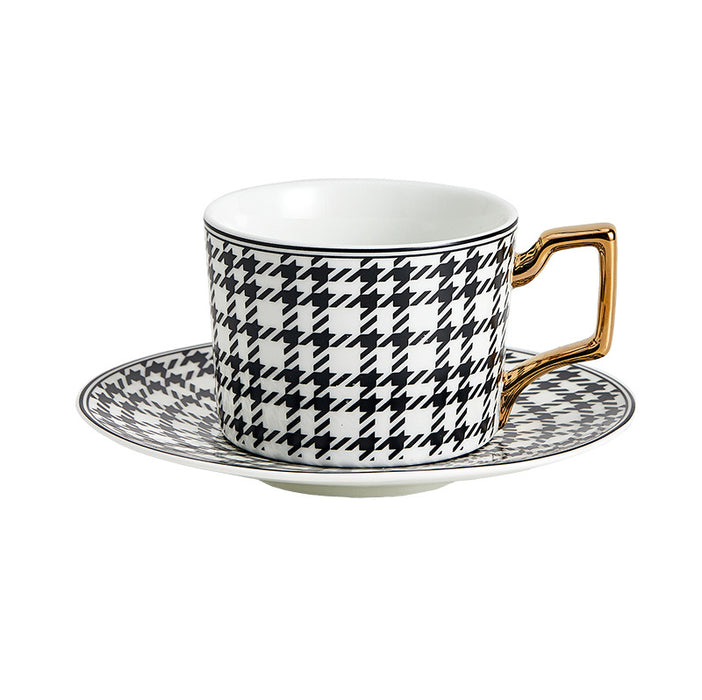 Modern Solid Color Plaid Ceramic Coffee Cup