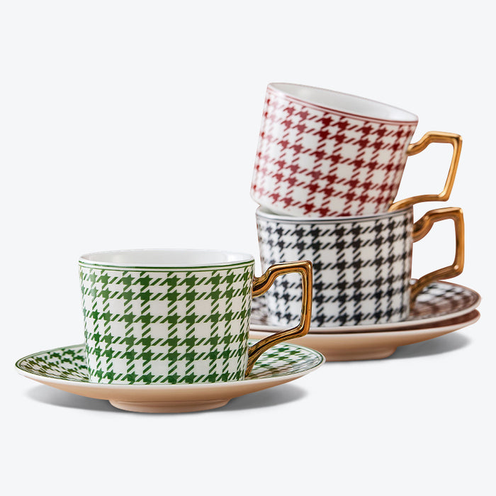 Modern Solid Color Plaid Ceramic Coffee Cup