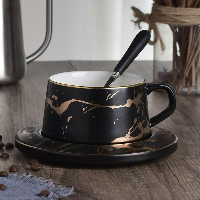 Luxury Gold Inlay Ceramic Coffee Cup