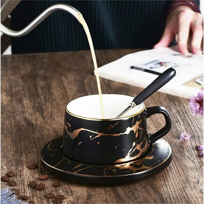 Luxury Gold Inlay Ceramic Coffee Cup