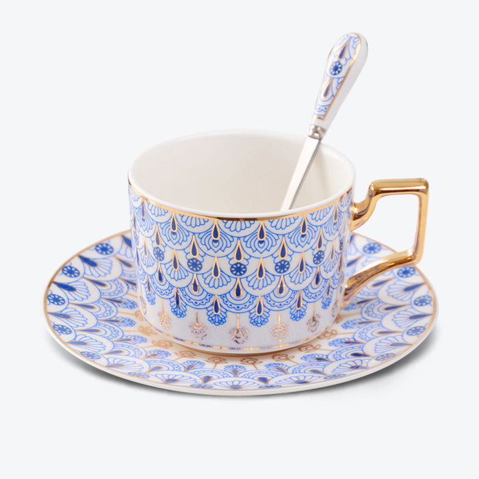 Blue Peacock Ceramic Coffee Cup
