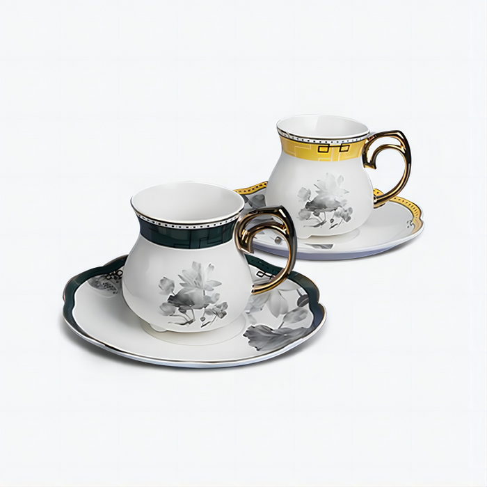 Lotus Espresso Ceramic Coffee Cup With Gold Rim