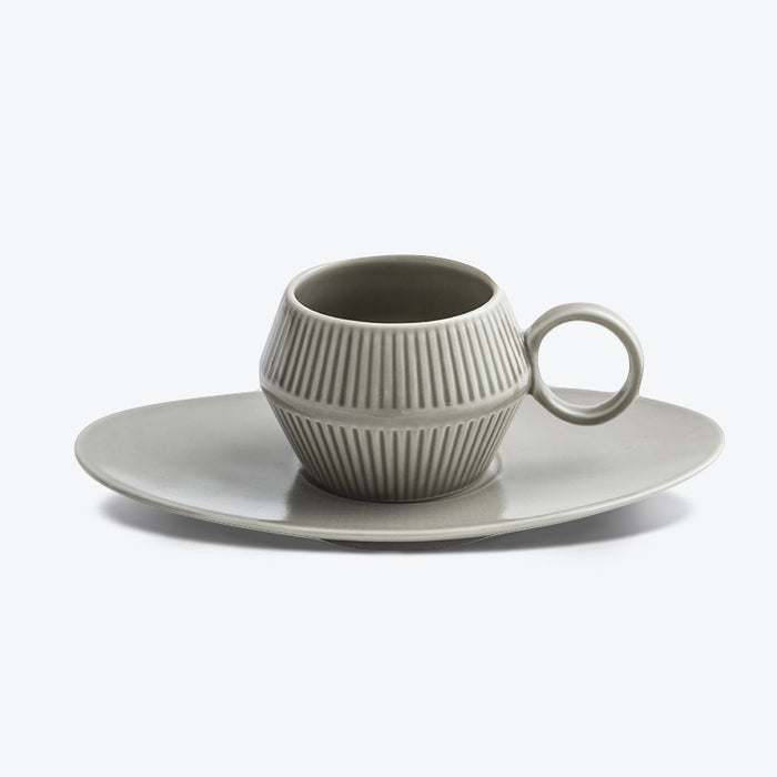 Japanese Matte Vertical Stripe Ceramic Coffee Cup