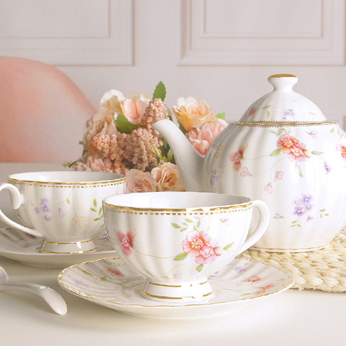 Red Flower English Ceramic Tea Set