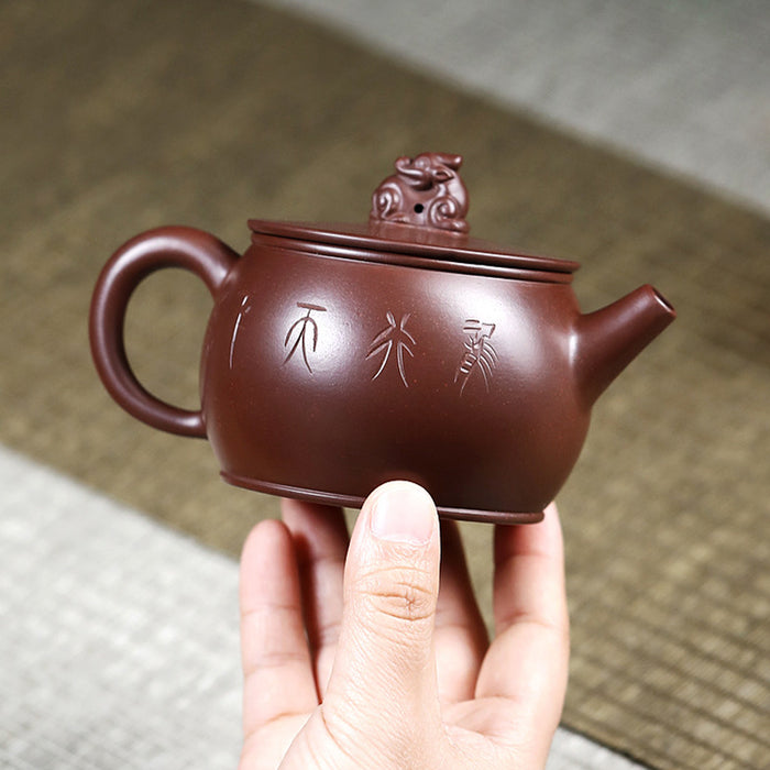 Hand-Carved Dragon Purple Clay Teapot-4