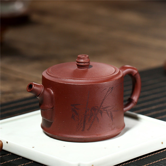 Handmade Bamboo Purple Clay Teapot-4