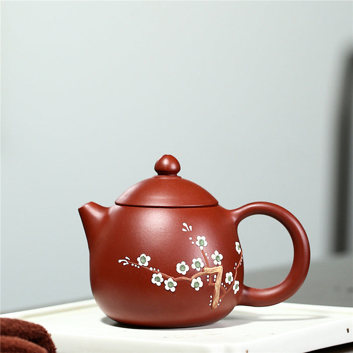 Hand-Painted Plum Blossom Purple Clay Teapot-2
