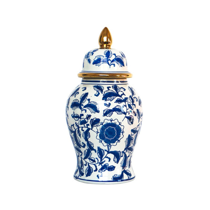 Blue Flower Chinoiserie Temple Jar-2