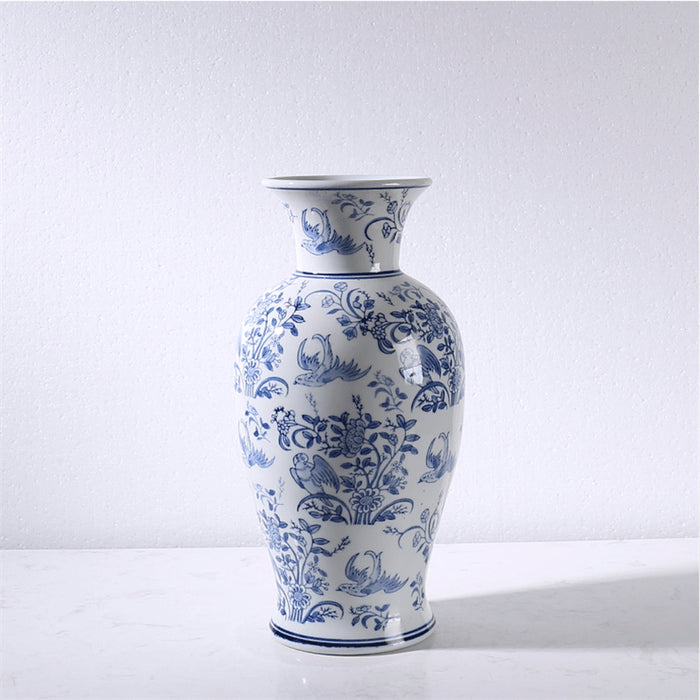 Chinoiserie Blue Birds and Flowers Storage Jar-2