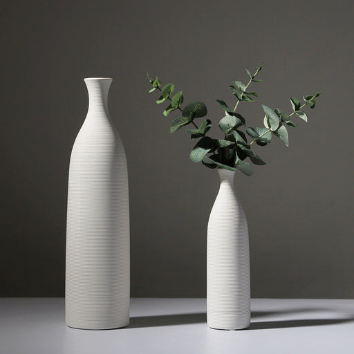 White Horizontal Striped Ceramic Vase-2