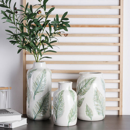 Green Leaf Ceramic Vase-2