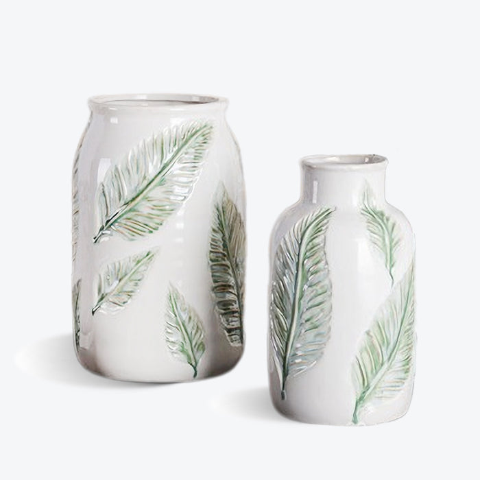 Green Leaf Ceramic Vase-1