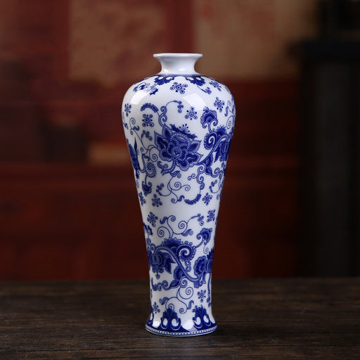 Blue Flower Chinoiserie Ceramic Table Vase-2