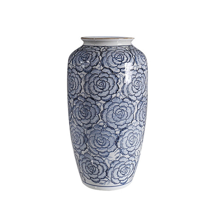 Hand-Painted Blue Flower Ceramic Vase-7