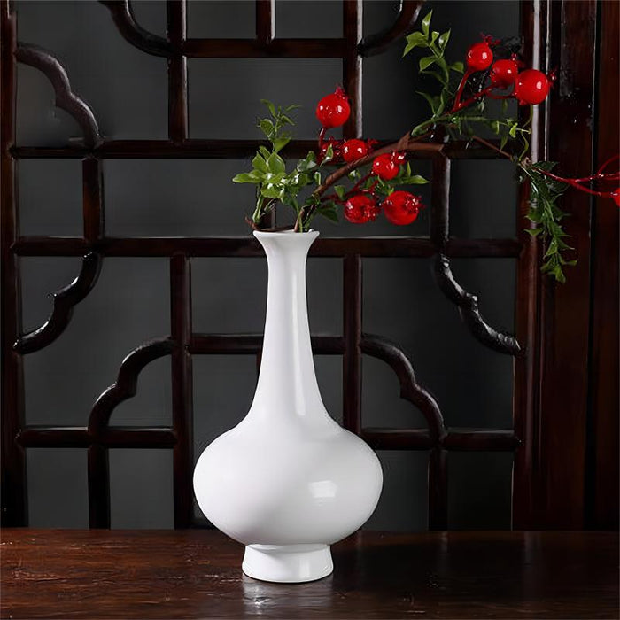 Long Neck Solid Color Ceramic Vase-4