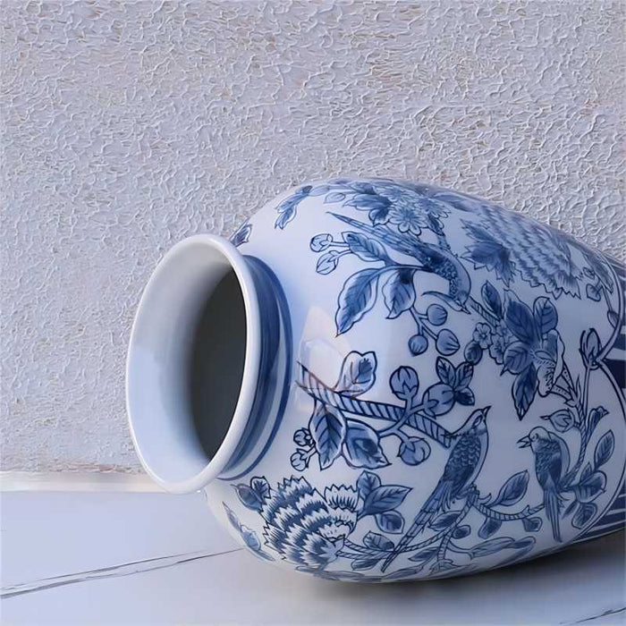 Blue Flower Chinoiserie Porcelain Vase-4