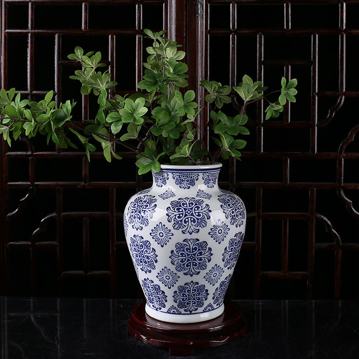 Blue Flower Chinoiserie Porcelain Vase-7