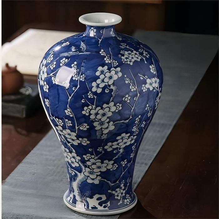Hand-Painted Plum Blossom Chinoiserie Porcelain Vase-6