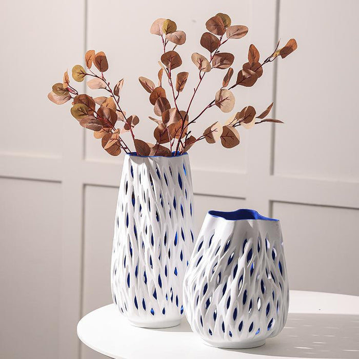 European Style White Hollow Decorative Vase-5