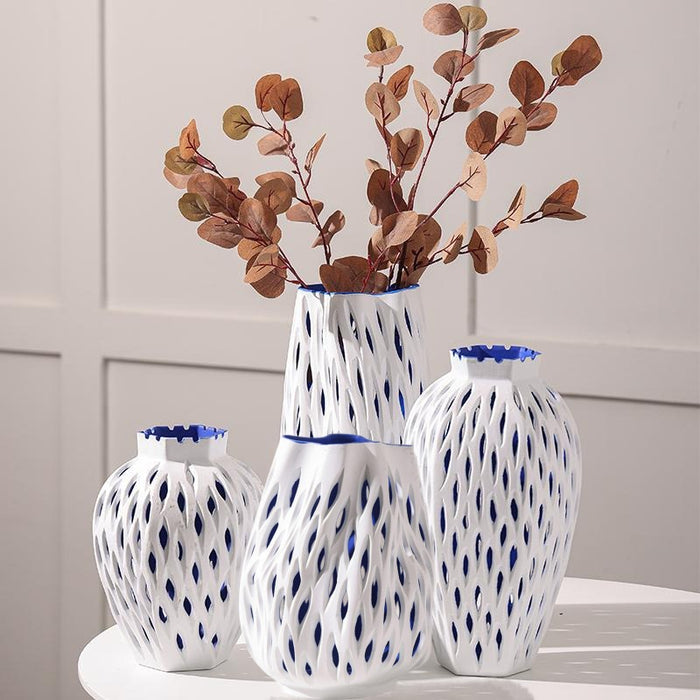 European Style White Hollow Decorative Vase-8