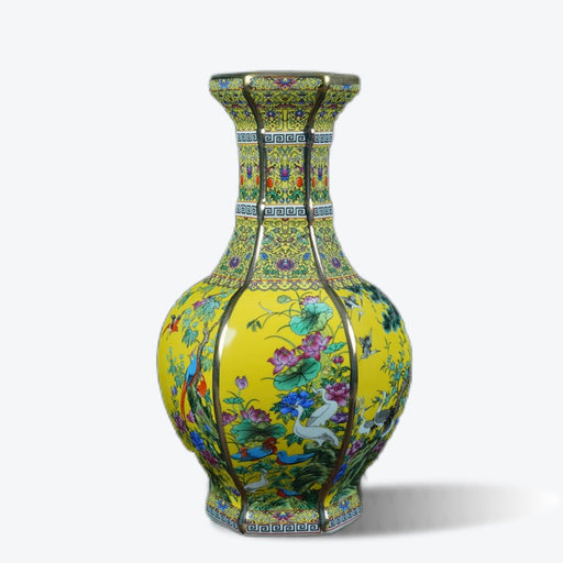 Hand-Painted Flower and Bird Enamel Vase-1