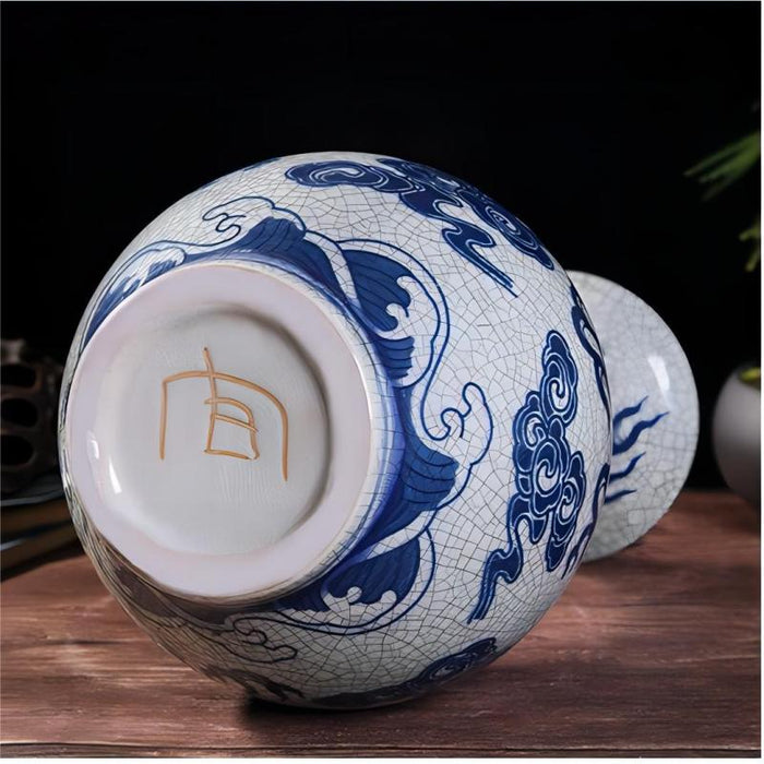 Jingdezhen Hand-Painted Dragon Crackle Glazed Vase-3