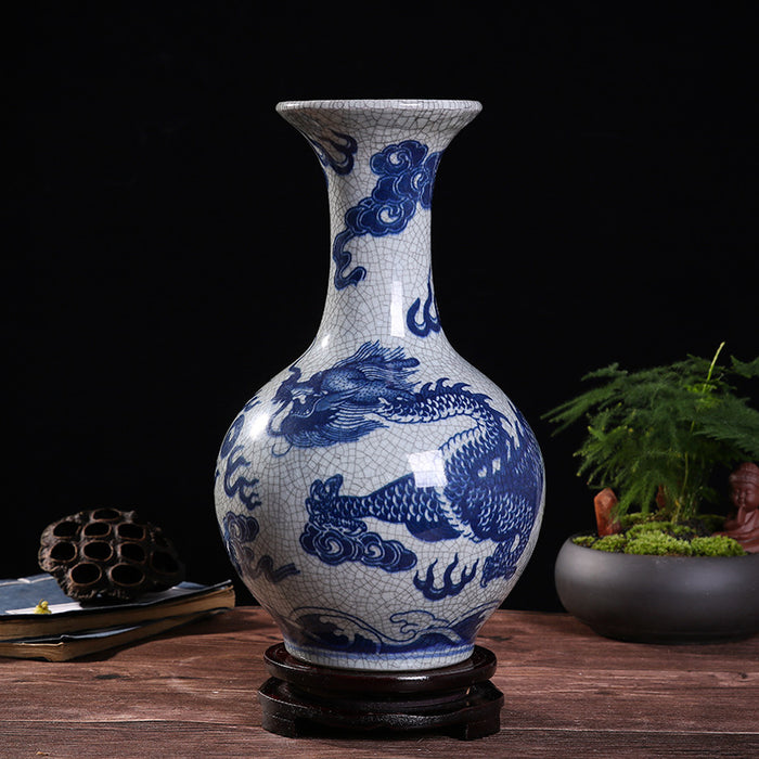 Jingdezhen Hand-Painted Dragon Crackle Glazed Vase-2