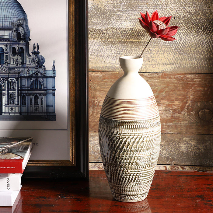 Classic Retro Striped Ceramic Vase-2