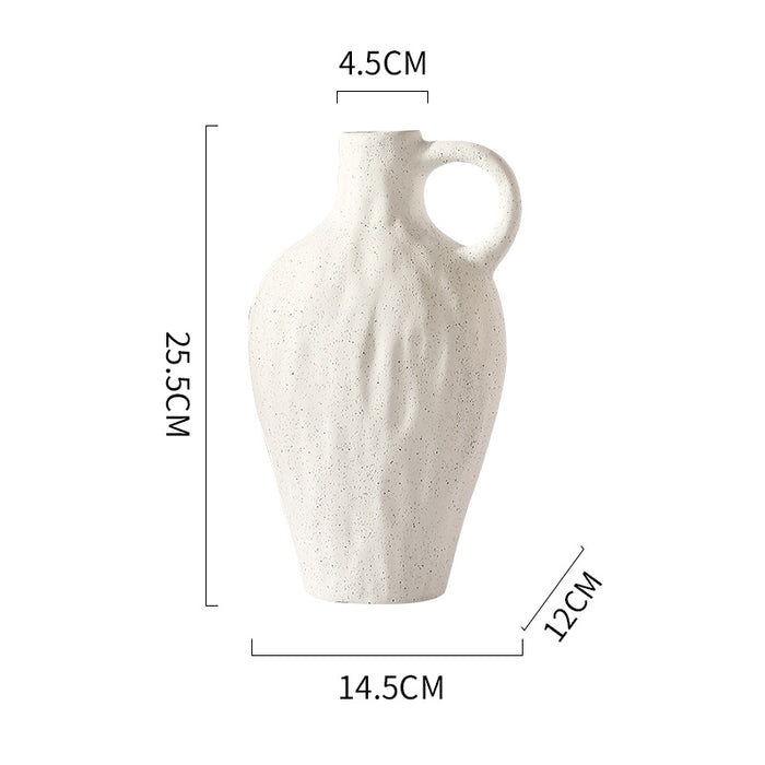 Nordic Frosted Matte Dot Ceramic Vase with Handle-4