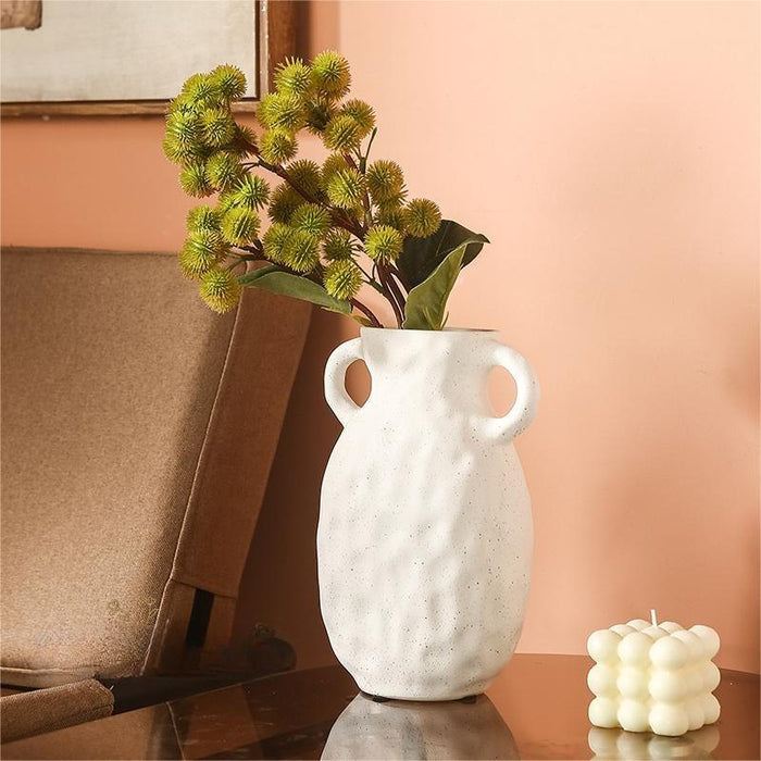 Nordic Frosted Matte Dot Ceramic Vase with Handle-6