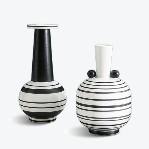 Nordic Horizontal Striped Abstract Art Ceramic Vase-1