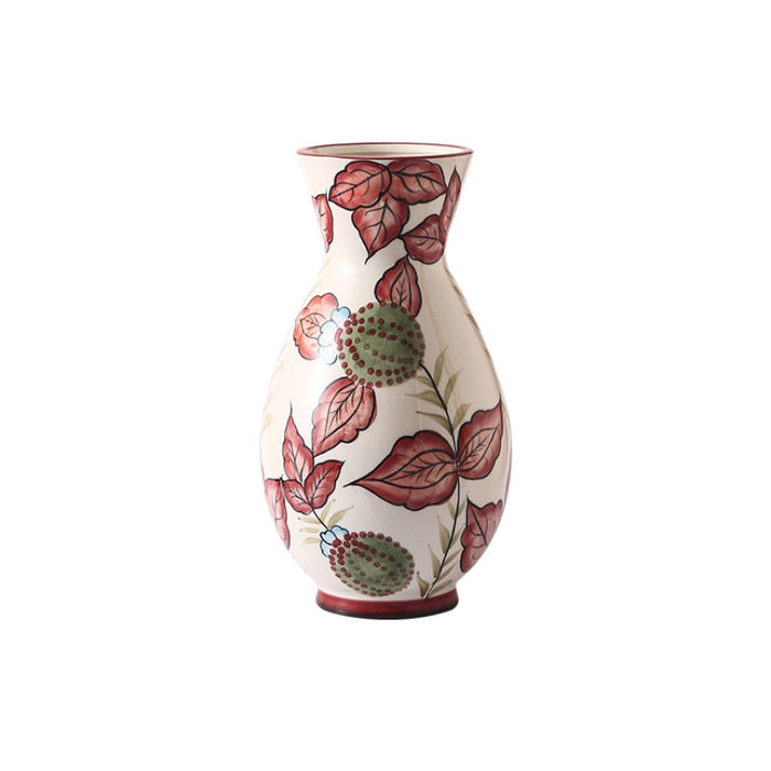Rural Art Red Leaves Porcelain Vase-2