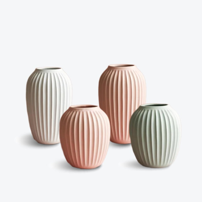 Nordic Simple Vertical Striped Ceramic Vase-1
