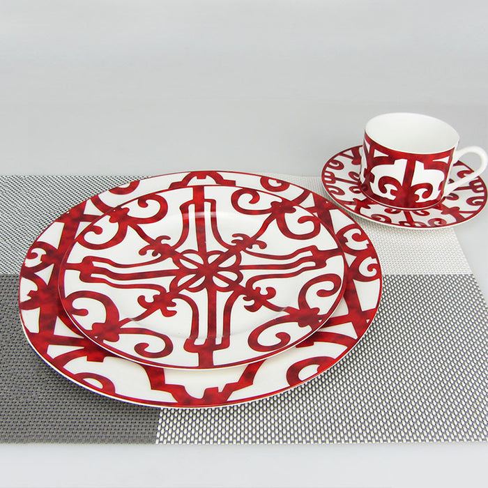 Red Bow Bone China Dinnerset with Coffee Cup,Dinner Plate-3