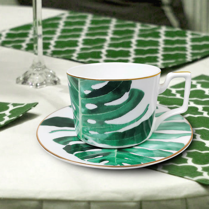 Tropical Banana Leaf Bone China Dinnerset with Coffee Cup,Dinner Plate-4