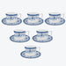 Chinese Blue Flower and Peacock Ceramic Cup and Saucer Set of 6-3
