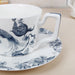 Chinese Blue Flower and Peacock Ceramic Cup and Saucer Set of 6-7