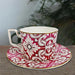 Red Flower Coffee Cup and Saucer Set of 6-3