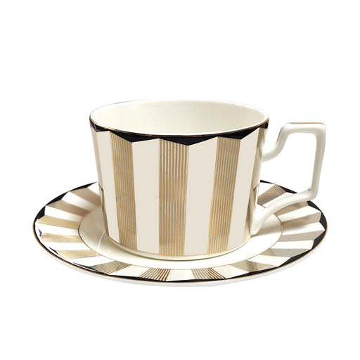 Wide Gold Stripes Bone China Coffee Cup Set of 6-2