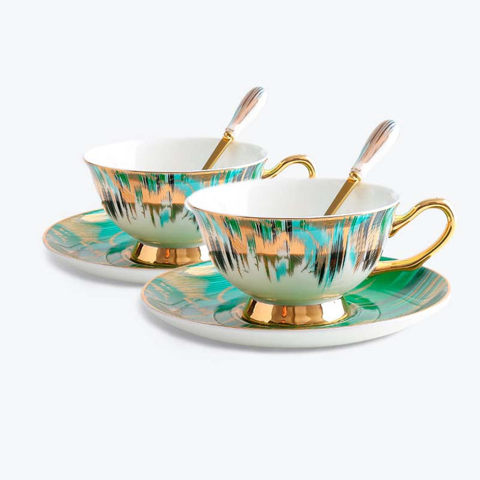 Royal Auroral Design Bone China Coffee Cup and Saucer Set of 2-7