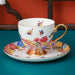 Bone China Bird and Flower Enamel Cup and Saucer Set of 2-2