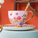 Bone China Bird and Flower Enamel Cup and Saucer Set of 2-5