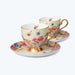 Bone China Bird and Flower Enamel Cup and Saucer Set of 2-6