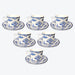 Blue Flower Bone China Coffee Cup and Saucer Set of 6-1