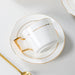Golden Rim Simple White Ceramic Coffee Cup and Saucer Set-3