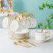 Golden Rim Simple White Ceramic Coffee Cup and Saucer Set-5