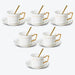 Golden Rim Simple White Ceramic Coffee Cup and Saucer Set-4