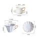 Golden Rim Simple White Ceramic Coffee Cup and Saucer Set-11