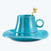 Solid Color Ceramic Coffee Cup with Lotus Leaf Design Saucer-1