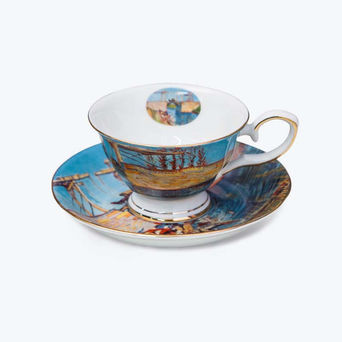 British Oil Painting Coffee Cup and Saucer Set-3